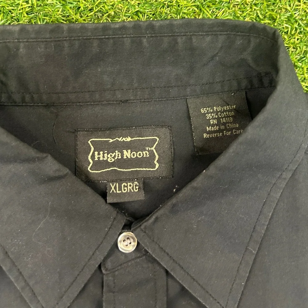 High Noon Mens XL Black Western Pearl Snap Shirt Eagle American Flag Embroidered